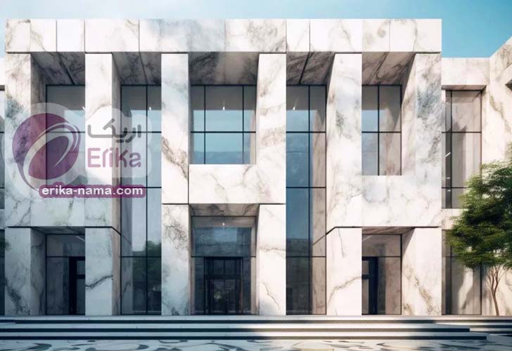 خم شدن سنگ مرمر در نمای بیرونی ساختمان
