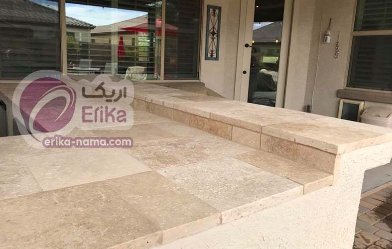نمای آشپزخانه با سنگ تراورتن