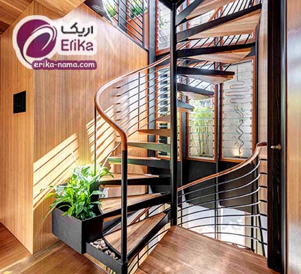دیوار راه پله بانمای پانل چوبی