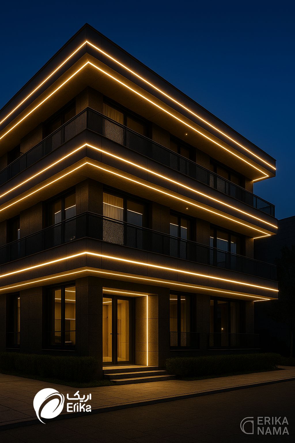 نمای نورپردازی شده